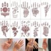 10 Sheets Brown Henna Tattoo Kit, Waterproof Henna Tattoo Stickers for Women Wedding Party Henna Tattoos (Henna Tattoo) 620