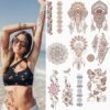 Aresvns Henna Tattoo for Women, 8 Sheets Henna Sticker Kit, Indian Waterproof Boho Temporary Tattoo,Long-lasting for Beach, Festival, Parties Christmas Gift