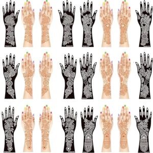 Henna Tattoo stencil kit, Henna Tattoo Indian Temporary Tattoo Stencils Glitter Airbrushing Diy Henna Tattoo Stencils Hand Forearm Tattoo Stickers (13-18)