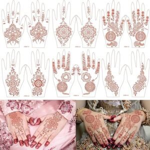 Henna Tattoo Stickers Brown Waterproof temporary hand tattoo stickers Henna Tattoo For Women Wedding Party Festivals, & Parties Decoration