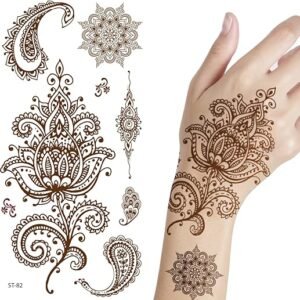 Supperb® Temporary Tattoos - Inspired Mehndi Design Temporary Henna Tattoos