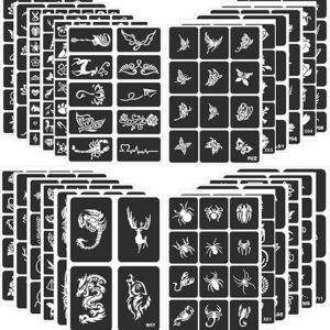 Tattoo Stencils For Kids Teens Adults, 24 Sheets Henna Tattoo Stencil Kit, 400 Tattoos Design, Tattoo Stencils for Real Tattoos, Airbrush Tattoo Stencils, Henna Stencils for...